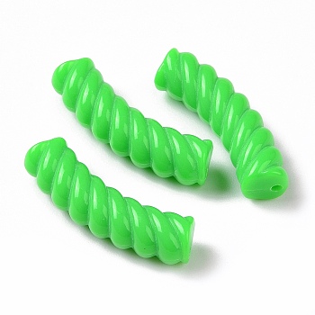 Opaque Acrylic Beads, Twist, Curved Tube, Lime, 33x12x8.5mm, Hole: 1.6mm, about 308pcs/500g