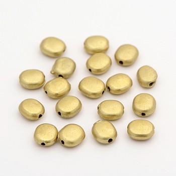 Oval Matte Style Plastic Beads, Gold, 8x7x4mm, Hole: 1.5mm, about 5000pcs/500g