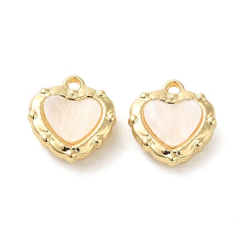 Acrylic Pendants, with Alloy Findings, Heart, Golden, 13x12.5x5mm, Hole: 1.4mm