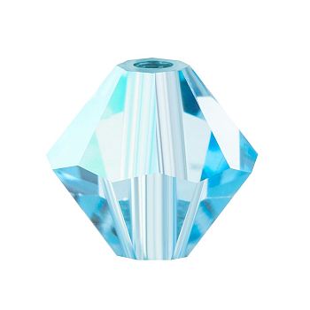 Preciosa&reg Crystal Beads, Czech Crystal, Bicone(451 69 302 Rondelle), 60000 200 Aquamarine AB, 4mm, Hole: 0.8mm