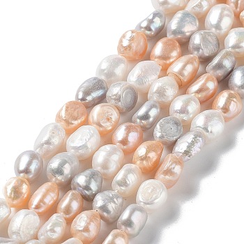 Natural Cultured Freshwater Pearl Beads Strands, Two Side Polished, Grade 3A, Colorful, 9~10x8~9x5.5~6.5mm, Hole: 0.6mm, about 37~38pcs/strand, 13.58''(34.5~35cm)