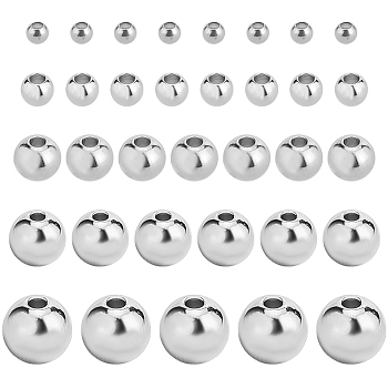 PandaHall Elite 200Pcs 5 Styles Brass Spacer Beads, Round, Real Platinum Plated, 2~6x1.5~5mm, Hole: 1~2mm