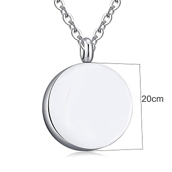 Non-Tarnish Stainless Steel Pendant Necklaces, Perfume Bottle, Flat Round, Stainless Steel Color, 20.47 inch(52cm)