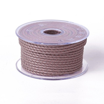 Braided Cowhide Cord, Leather Jewelry Cord, Jewelry DIY Making Material, Rosy Brown, 3mm, about 5.46 yards(5m)/roll