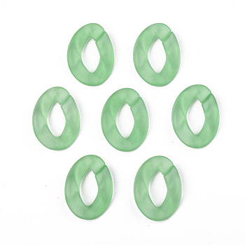 Transparent Acrylic Linking Rings, Quick Link Connectors, for Curb Chains Making, Frosted, Unwelded, Twist, Lime Green, 39.5x29.5x7.5mm, Inner Diameter: 22x11mm