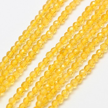 Natural Piezoelectric Quartz Beads Strands, Imitation Citrine, Faceted Round, 3mm, Hole: 0.8mm, about 136pcs/strand, 15 inch