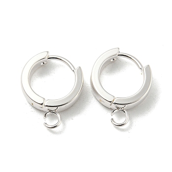 201 Stainless Steel Huggie Hoop Earrings Findings, with Vertical Loop, with 316 Surgical Stainless Steel Earring Pins, Ring, Silver, 13x4mm, Hole: 2.7mm, Pin: 1mm