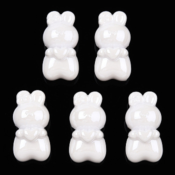 Opaque Acrylic Beads, Rabbit, White, 23x12x11.5mm, Hole: 3mm