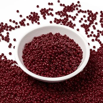 MIYUKI Round Rocailles Beads, Japanese Seed Beads, (RR408D) Opaque Dark Red, 8/0, 3mm, Hole: 1mm, about 2111~2277pcs/50g