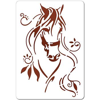 PET Plastic Hollow Out Drawing Painting Stencils Templates, Rectangle, Horse, 297x210mm