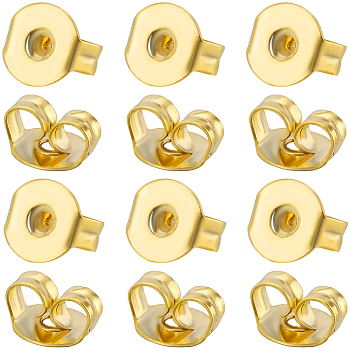 50Pcs Brass Friction Ear Nuts, Ear Locking Earring Backs for Post Stud Earrings, Real 24K Gold Plated, 5x5x3mm, Hole: 1mm