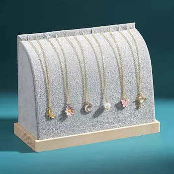 Velvet Necklace Organizer Display Stands, Jewelry Display Rack for Necklace, with Wooden Base, Gainsboro, 21x9x15.5cm