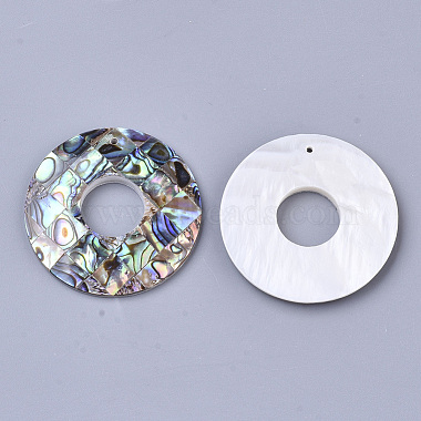Single-Sided Natural Abalone Shell/Paua Shell Pendants(SSHEL-N034-12)-2