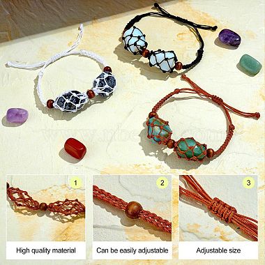 12 pièces de cordon en nylon tressé réglable pour fabrication de bracelets en macramé.(AJEW-SW00010-02)-3