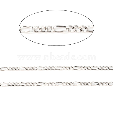 Rhodium Plated 925 Sterling Silver Figaro Chains(STER-F052-03P)-2