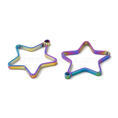 304 Stainless Steel Open Back Bezel Star Pendants(STAS-Z040-01RC)-2