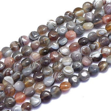 Flat Round Botswana Agate Beads