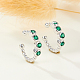 Anti-Tarnish Rhodium Plated 925 Sterling Silver Micro Pave Green Cubic Zirconia Cuff Earrings(UY3842-1)-2