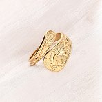 304 Stainless Steel Open Cuff Rings for Women, Bird with Flower, Ion Plating(IP), Real 18K Gold Plated, 3~17mm, Inner Diameter: 18mm(RJEW-K309-05G)