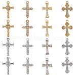 32Pcs 8 Styles Alloy Rhinestone Pendants, Cross, Mixed Color, 23~26.5x15~17.5x2~5mm, Hole: 1.5~1.8mm, 4pcs/style(FIND-SC0016-43)
