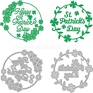 2Pcs 2 Styles Saint Patrick's Day Carbon Steel Cutting Dies Stencils, for DIY Scrapbooking, Photo Album, Decorative Embossing Paper Card, Stainless Steel Color, Wreath, Flower Pattern, 8.5~8.6x8.6~8.8x0.08cm, 1pc/style(DIY-WH0309-725)