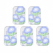 Transparent Printed Acrylic Pendants, with Glitter Powder, Rectangle with Flower, Lilac, 43x27x2.5mm, Hole: 1.4mm(TACR-S135-032)