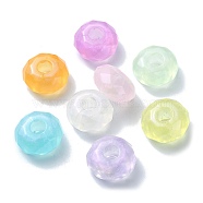 Opaque Acrylic European Beads, Large Hole Beads, Faceted, Flat Round, Mixed Color, 15x8mm, Hole: 4.7mm(OACR-E033-27)