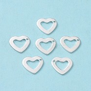 201 Stainless Steel Open Heart Charms, Hollow, Silver, 10x11x1mm, Hole: 1mm(STAS-L234-078S)