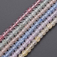 Crackle Glass Beads Strands, Dyed & Heated, Round, Mixed Color, 4mm, Hole: 0.8mm, about 98~100pcs/strand, 15.35 inch(39cm)(GLAA-S192-B-006)