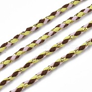 Tri-color Polyester Braided Cords, with Gold Metallic Thread, for Braided Jewelry Friendship Bracelet Making, Yellow, 2mm, about 100yard/bundle(91.44m/bundle)(OCOR-T015-B04)