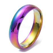 Ion Plating(IP) 304 Stainless Steel Flat Plain Band Rings, Rainbow Color, Size 7, Inner Diameter: 17mm, 5mm(STAS-I160-B-17mm-M)