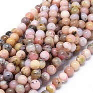 Natural Pink Opal Beads Strands, Round, 8~8.5mm, Hole: 1mm, about 46~49pcs/strand, 15.55 inch(39.5cm)(G-O201A-16A)