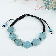 Synthetic Turquoise Tortoise Braided Bead Bracelet(LL7794)