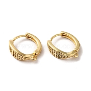Brass Micro Pave Clear Cubic Zirconia Hoop Earring Findings, with Horizontal Loops, Real 18K Gold Plated, 15.5x13.5x4.5mm, Hole: 0.8mm, Pin: 0.8mm(ZIRC-Q201-24G)