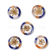 Opaque Acrylic Pendants, with Flower, Flat Round, Blue, 20x2.5mm, Hole: 0.9mm(SACR-P013-01C)
