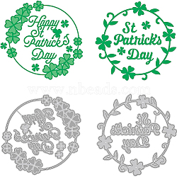 2Pcs 2 Styles Saint Patrick's Day Carbon Steel Cutting Dies Stencils, for DIY Scrapbooking, Photo Album, Decorative Embossing Paper Card, Stainless Steel Color, Wreath, Flower Pattern, 8.5~8.6x8.6~8.8x0.08cm, 1pc/style(DIY-WH0309-725)