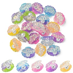 20Pcs Transparent Resin & Imitation Pearl Cabochons, Shell Shape, with Glitter Powder, Two Tone, Mixed Color, 17x23.5~24x18.7mm(CRES-YW0001-48)
