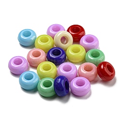 Opaque Acrylic European Beads, Large Hole Beads, Rondelle, Mixed Color, 13~13.5x8mm, Hole: 6mm(KY-T025-04-F)