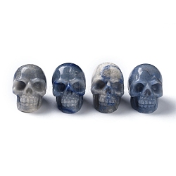 Dyed & Heated Natural Blue Aventurine Home Display Decorations, for Halloween, Skull, 38x32x51mm(G-Z011-04A)