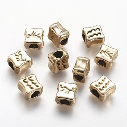 Alloy Beads, Cuboid, Light Gold, 10x9.5x6mm, Hole: 4mm(PALLOY-F133-22KCG)