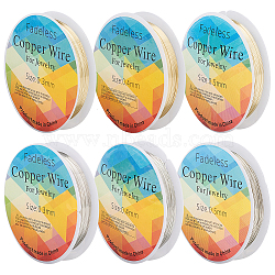 6 Rolls 6 Style Copper Jewelry Wire, Round, Platinum & Light Gold, 24~28 Gauge, 0.3~0.5mm, 1 Roll/style(CWIR-FG0001-07)