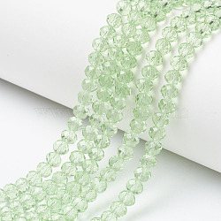 Glass Beads Strands, Faceted, Rondelle, Pale Green, 8x6mm, Hole: 1mm, about 65~68pcs/strand, 15.7~16.1 inch(40~41cm)(EGLA-A034-T8mm-D09)