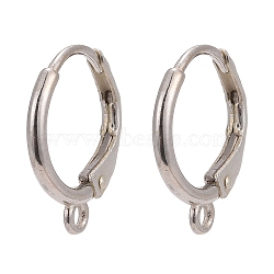 925 Sterling Silver Leverback Earring Findings, wit Loop, Silver, 14x12x1.5mm, Hole: 1.5mm, Pin: 0.7.mm(X-STER-I017-090P)