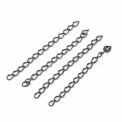 304 Stainless Steel Chain Extender, Dapped Curb Chain, Electrophoresis Black, 45~52mm, Link: 4.5x2.5x0.5mm(STAS-I147-01B)