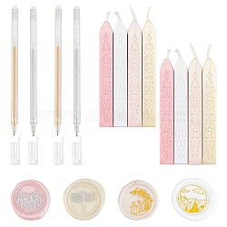 DIY Stamp Making Kits, Including Sealing Wax Sticks, Plastic Glisten Gel Pen, Mixed Color, Sealing Wax Sticks: 8pcs(DIY-CP0004-67A)