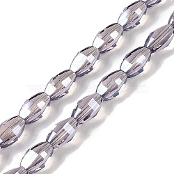 Electroplate Glass Beads Strands, Pearl Luster Plated, Faceted, Oval, Thistle, 9.5x5.5mm, Hole: 1.2mm, about 60pcs/strand, 22.05''(56cm)(GLAA-Q101-03A-PL01)