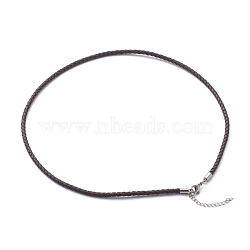 Braided Waxed Polyester Cord Necklaces Making, with 304 Stainless Steel Lobster Claw Clasps, Stainless Steel Color, Coconut Brown, 18-3/4 inch(47.5cm)(NJEW-Z011-03P-B)