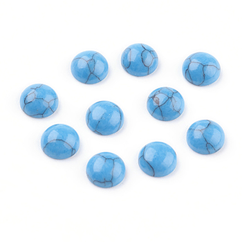 Synthetic Blue Turquoise Cabochons, Half Round, 6x3mm