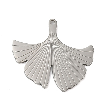 304 Stainless Steel Pendants, Ginkgo Leaf Charm, Stainless Steel Color, 22x24x1mm, Hole: 1.2mm