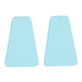 Translucent Cellulose Acetate(Resin) Pendants, Solid Color, Trapezoid, Sky Blue, 41.5x26.5x2.5mm, Hole: 1.5mm